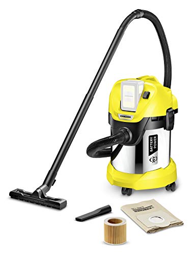 Kärcher Aspirador Multiuso Wd 3 Baterías Premium, 67 W, 17 litros, Sin batería y con control de encendido, Metal, Negro, Amarillo, Model nuevo