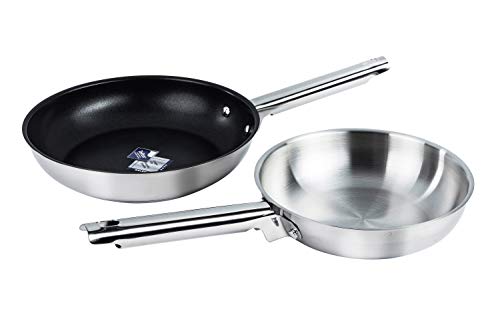 Karcher Jovita - Batería de cocina de acero inoxidable (10 piezas, con tapa de cristal, sartén y cazuela)