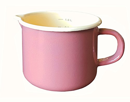 Karl Krüger 104139 cazo para Leche 1 L - Cazos para Leche (1 L, Crema de Color, Rosa, Rosa, Cerámico, Gas, Halógeno, Inducción, Placa de Sellado)