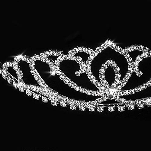 Katara Tiara de Princesa con Diamantes de Imitación de Plata para Novia y Dama de Honor - Corona Modelo #4 (1738)