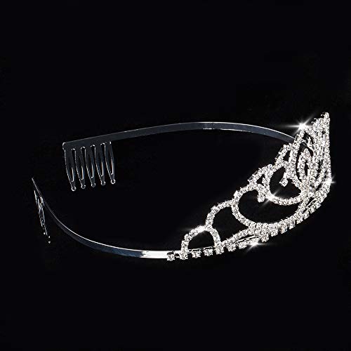 Katara Tiara de Princesa con Diamantes de Imitación de Plata para Novia y Dama de Honor - Corona Modelo #4 (1738)