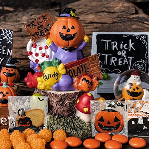 KATOOM 400 Bolsas de Dulces Autoadhesivas para Halloween, celofán, plástico Transparente, Truco o Trato, Calabaza, Fantasma, Galleta, Bolsa de Regalo para Dulces de Halloween,decoración para Fiestas