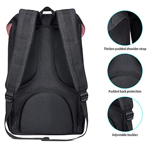 KAUKKO Mochila tipo casual Compartimento para 15" Portátil, 22,4 litros, Negro