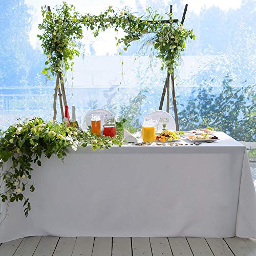 Kbnian 6*Manteles Desechables de Mesa Rectangular de Plástico, Semi-Transparente, Blanco, 137 * 274cm, Ideal para Fiesta de Cumpleaños, Navidad, Ducha de bebé y Boda