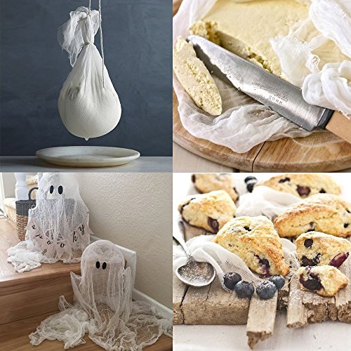 Kbnian Paño de Queso, 3 Piezas Gasas Blancas Algodon 100%, Telas Filtrantes, No Echan Tintes, Cortar Libremente, para Tema de Higiene y Cocina, para Hacer Queso Casero y Otras Cosillas