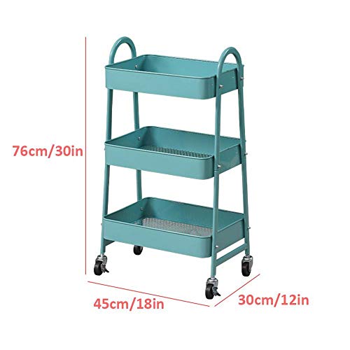 KDBEB 3 Nivel Camarera Cocina con Ruedas,Azul Acero Carros de Almacenamiento para La Compra De Comestibles