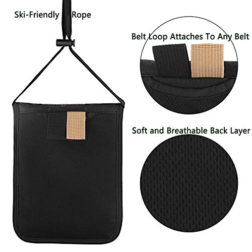 KEAFOLS Portadocumentos de Cuello Monedero Colgante Impermeable con Bloqueador de RFID Billetera para Documentos Efectivo- Organizador con 6 Bolsillos