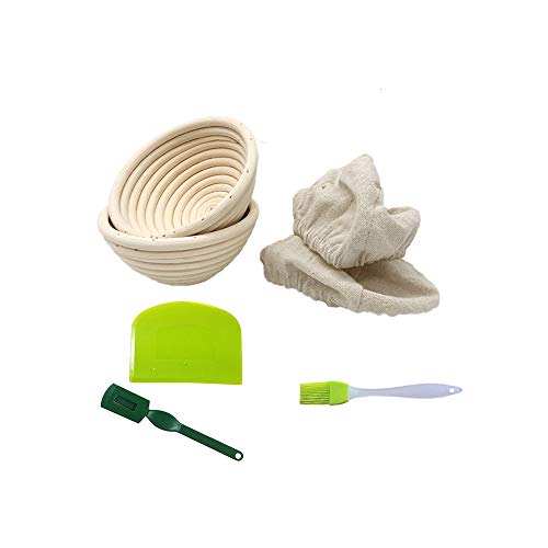 KEBEIXUAN Banneton Pan Cesta de fermentación 2 Paquetes Raspador de Pan de Silicona+Cepillo de Silicona+Herramienta de Cuchilla de Pan Francés (5IN)
