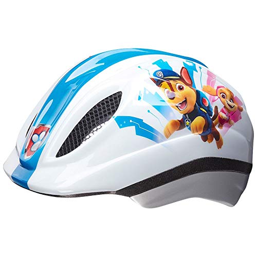 KED Meggy Originals – Incluye cinta de seguridad RennMaxe – Casco de bicicleta MTB BMX Niños Jóvenes, color Patrulla canina., tamaño 44-49 cm