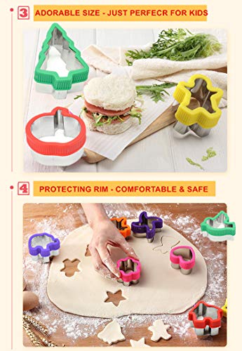 KeepingcooX - Juego de cortadores de sándwiches para niños, 8 piezas, elefante, corazón, manzana, árbol, flores, pan de jengibre, cortador de galletas, molde para galletas, acero inoxidable 304