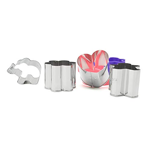 KeepingcooX - Juego de cortadores de sándwiches para niños, 8 piezas, elefante, corazón, manzana, árbol, flores, pan de jengibre, cortador de galletas, molde para galletas, acero inoxidable 304