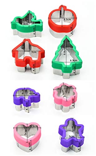 KeepingcooX - Juego de cortadores de sándwiches para niños, 8 piezas, elefante, corazón, manzana, árbol, flores, pan de jengibre, cortador de galletas, molde para galletas, acero inoxidable 304
