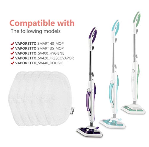 KEEPOW 5 Almohadillas Lavables para aspiradora Polti Vaporetto PAEU0332, Color Blanco