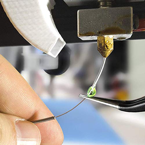 KeeYees Kit de Limpieza de Boquilla para Impresora 3D, 10pcs 0,4mm Agujas Limpiador de Boquillas de Extrusor con Pinzas, Alternativa de Brocas para Impresora 3D