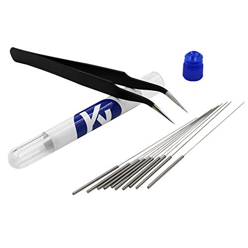 KeeYees Kit de Limpieza de Boquilla para Impresora 3D, 10pcs 0,4mm Agujas Limpiador de Boquillas de Extrusor con Pinzas, Alternativa de Brocas para Impresora 3D