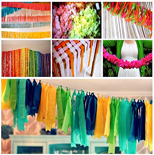 Keleily 11 Colores de Papel Crepé 12 Rollos Artesanales Decoraciones Colgantes de Papel Crepé para Bricolaje Boda Cumpleaños Festival Graduación Ceremonia, 4.5 cm x 25 m