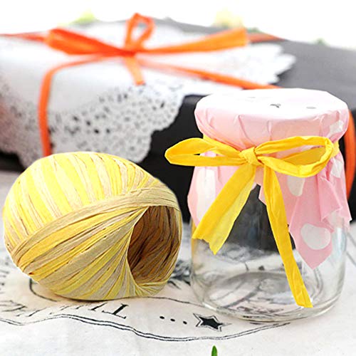 Keleily Cinta de Papel de Rafia, 4 Rollos de Cuerdas de Rafia, Colores Rafia para Hacer Proyectos de Manualidades, Decoración de álbum de Recortes de Flores de Bricolaje 3 cm x 20 m