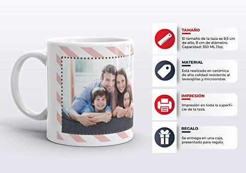 Kembilove Taza de Café Mamá te Queremos un montón – Taza de Desayuno con Foto Personalizada – Taza de Café y Té para Regalo Original Mamá – Taza de Cerámica Impresa – Tazas de de 350 ml