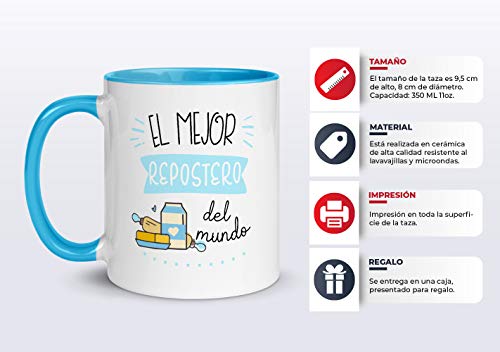 Kembilove. Tazas Desayuno Originales de Profesiones para Regalar a Trabajadores – Taza de Café del Mejor Repostero del Mundo – Regalos Originales para Profesionales 100 Diseños Diferentes