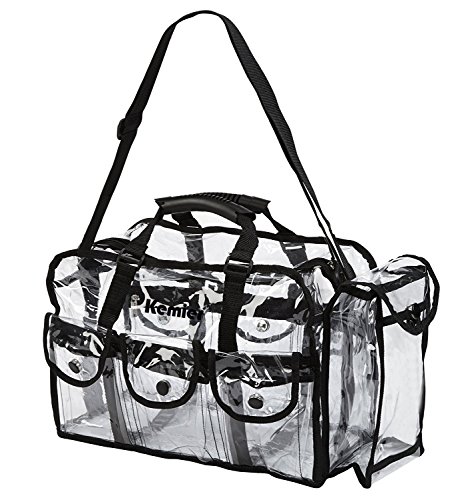 Kemier Bolso Transparente Estuche de Viaje de Belleza con 6 Bolsillos Externos Organizador para Productos Cosméticos Grande y con Bandolera
