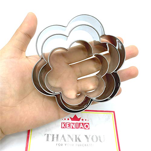 KENIAO Juego de Básico Cortadores de Galletas Redondas Cuadrados Moldes para Galletas de Fondant - 15 Piezas - Estrellas, Redondas, Corazon, Flores & Cuadrados - Acero Inoxidable