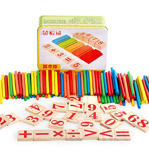 kentop Intellectuelle Montessori Mathe Jouet en Bois avec Boîte Métallique (pour Apprendre Chiffres de Jouet éducatif pour Enfants à partir DE 3 Ans