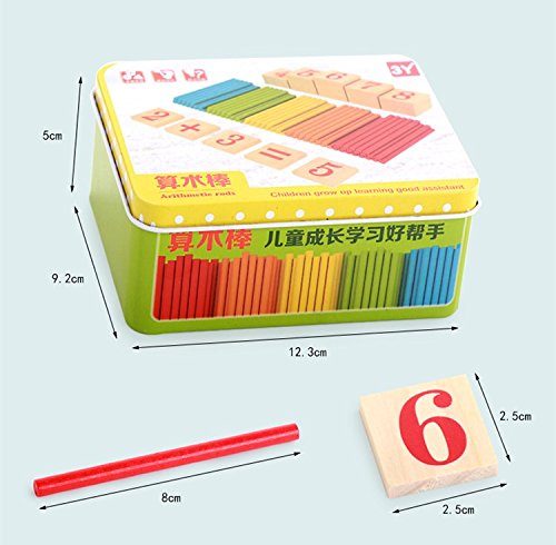 kentop Intellectuelle Montessori Mathe Jouet en Bois avec Boîte Métallique (pour Apprendre Chiffres de Jouet éducatif pour Enfants à partir DE 3 Ans