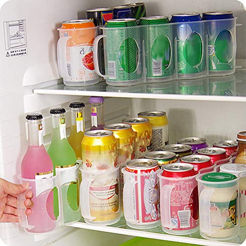 Kenyaw Caja De Almacenamiento, Caja De Refrigerador Pequeña De Plástico para 4 Latas De Bebidas, Organizador De Cocina para Conservas, Transparente