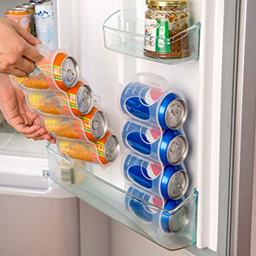 Kenyaw Caja De Almacenamiento, Caja De Refrigerador Pequeña De Plástico para 4 Latas De Bebidas, Organizador De Cocina para Conservas, Transparente