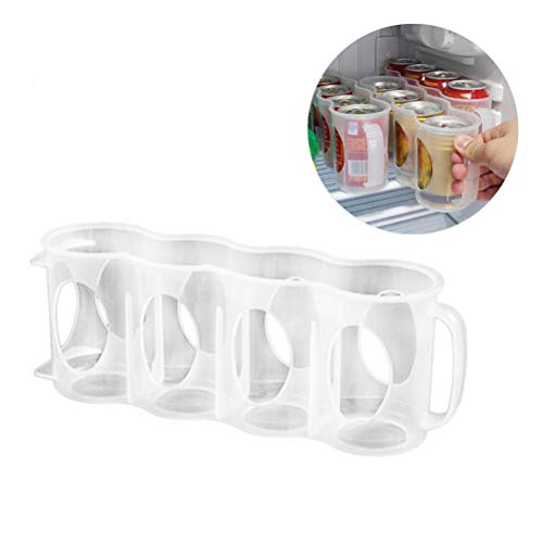 Kenyaw Caja De Almacenamiento, Caja De Refrigerador Pequeña De Plástico para 4 Latas De Bebidas, Organizador De Cocina para Conservas, Transparente