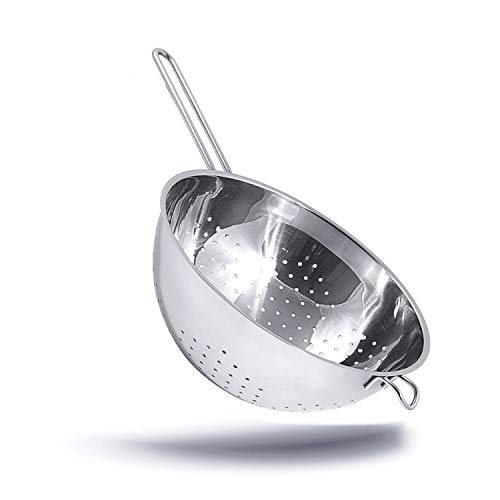 Kerafactum - Colador profesional de acero inoxidable con mango plano, diámetro 24