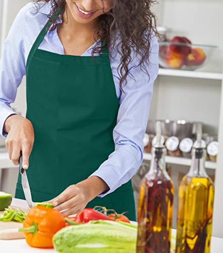 KEREDA Delantales de cocina, 2 unidades de delantales de cocinero con 2 bolsillos ajustables para hombres y mujeres en el hogar, restaurante para hornear, barbacoa, jardinería