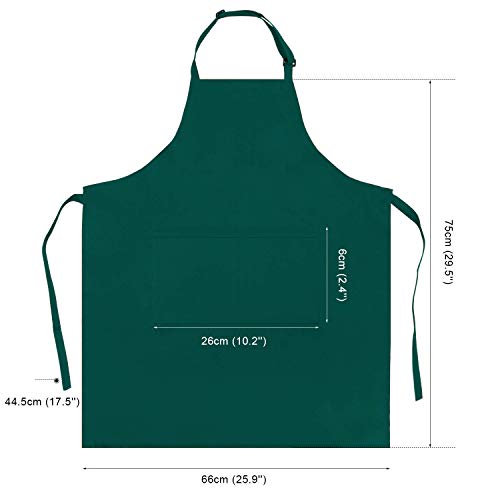KEREDA Delantales de cocina, 2 unidades de delantales de cocinero con 2 bolsillos ajustables para hombres y mujeres en el hogar, restaurante para hornear, barbacoa, jardinería