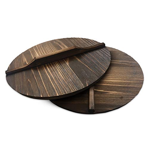Kerryshop Tapa del Domo Tapa de Madera Natural de Madera Tapa de la Olla Cubierta del Plato de 11"-16,5" Cast Iron Wok Stir Fry Pan Accesorios Tapas (tamaño : 28cm)