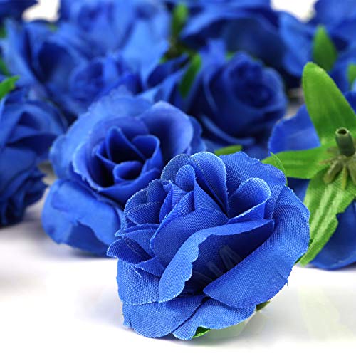 Kesote 50 Cabezas de Rosas Artificiales Flores Artificiales para Manualidades Decoración de Bodas Fiestas, Azul, 4 CM