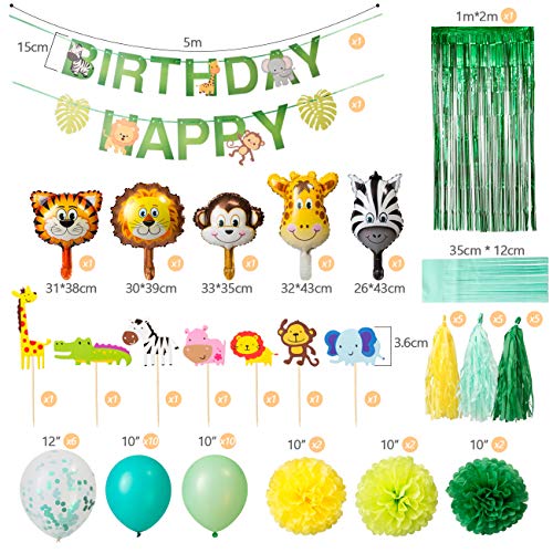 Kesote Decoración Cumpleaños Animales de la Selva Globos Bosque Decoración Hawaianos Fiesta Niños