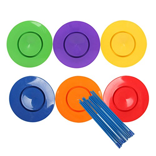 KESOTO 6X Platos De Spinning De Plástico Juego De Palillos Classic Toy Performance Prop Kid Adulto