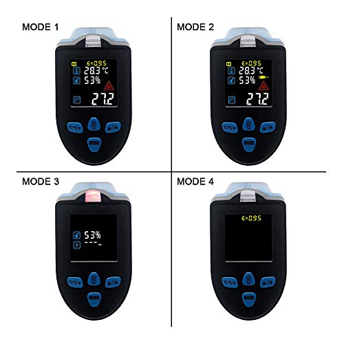 Ketotek KT550D Pistola de termómetro infrarrojo digital con láser dual sin contacto -50 ~ 550 ℃ con termopar K Humedad ajustable Emisividad