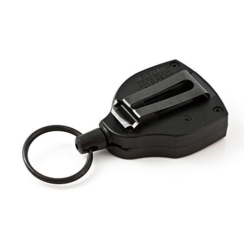 KEY-BAK SUPER48 - Carrete de llave estable Kevlar cuerda hasta 15 llaves con clip, negro