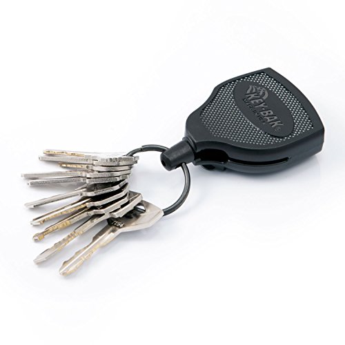 KEY-BAK SUPER48 - Carrete de llave estable Kevlar cuerda hasta 15 llaves con clip, negro