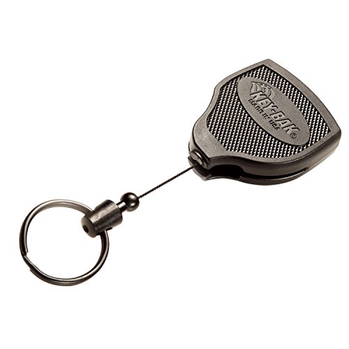 KEY-BAK SUPER48 - Carrete de llave estable Kevlar cuerda hasta 15 llaves con clip, negro