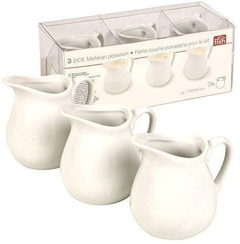 KEYkey Utensilio de Accesorios de 3 Piezas de Porcelana Jarra de Leche fijado para Crema Salsa Ensalada y condimentos