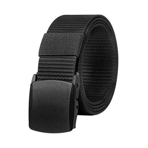 KEYNAT Cinturón Táctico Militar para Hombres Correa de Nylon 3.8x125cm Ajustable con YKK Hebilla de Plástico Libre de Metal, Cinturón Tela Transpirable
