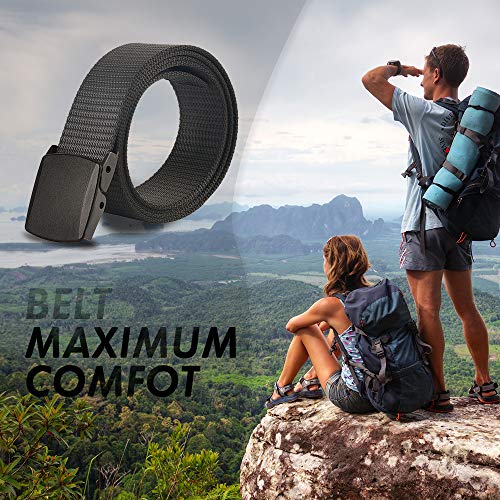 KEYNAT Cinturón Táctico Militar para Hombres Correa de Nylon 3.8x125cm Ajustable con YKK Hebilla de Plástico Libre de Metal, Cinturón Tela Transpirable