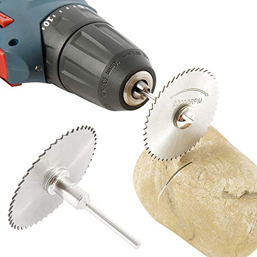 Keyohome - Juego de 62 discos de corte de diamante, vástago de 1/8 pulgadas, rueda de corte mini Dremel con 5 mandriles y 2 destornilladores para piedra de resina de metal y madera
