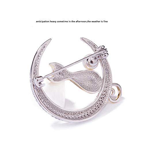 KGDC Broche de Moda Broche de la Luna de Cristal, Gato Personalidad Pin, de Gama Alta Lindo Accesorios Occidental Japonesa, señoras y niñas Accesorios Broche Nupcial