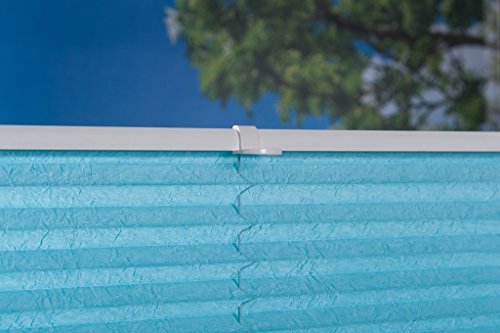 Khome Cortina Plisada Palma con fijación de Arandelas, poliéster, Iceblau, 65 x 130 cm