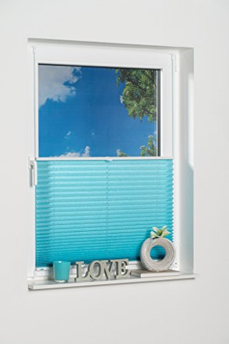 Khome Cortina Plisada Palma con fijación de Arandelas, poliéster, Iceblau, 65 x 130 cm