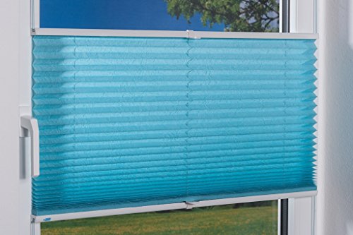 Khome Cortina Plisada Palma con fijación de Arandelas, poliéster, Iceblau, 65 x 130 cm