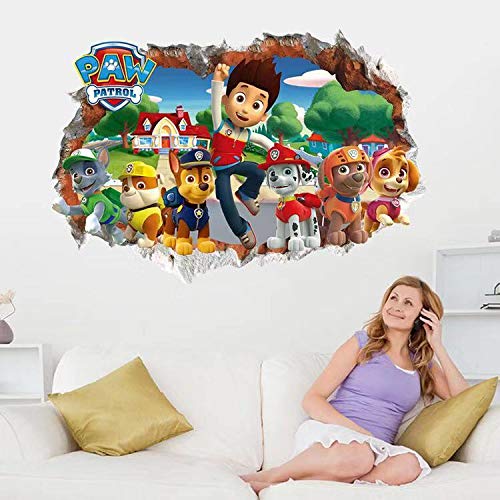 Kibi 2PCS La Patrulla Canina - Adhesivo Decorativo 3D Para Pared de Habitación Infantil Pegatinas Patrulla Canina Pared Pegatinas de Pared Patrulla Canina